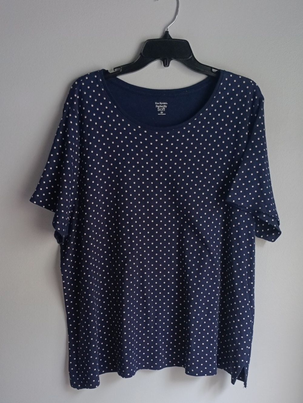Kim Rogers Navy Polka Dots Cotton Tee